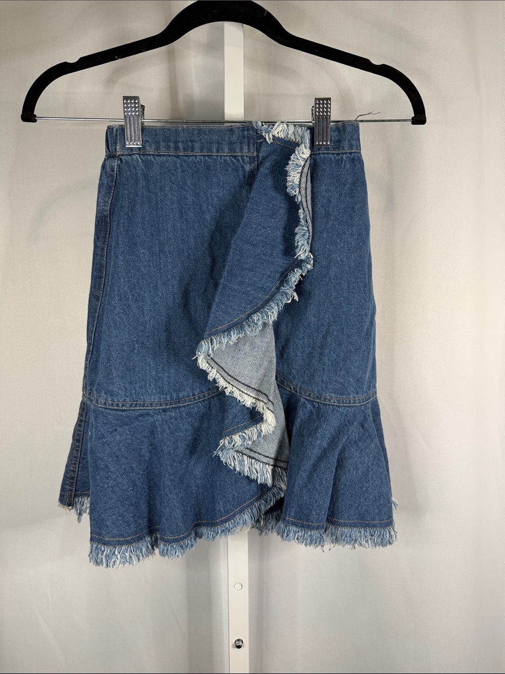 Girls' Denim Ruffle Wrap Skirt - Blue